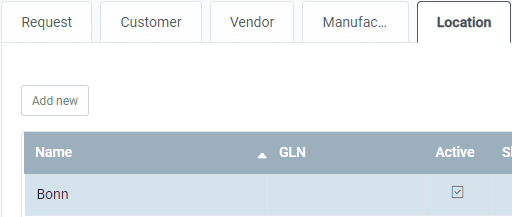Fig.: Location tab in the business partner window