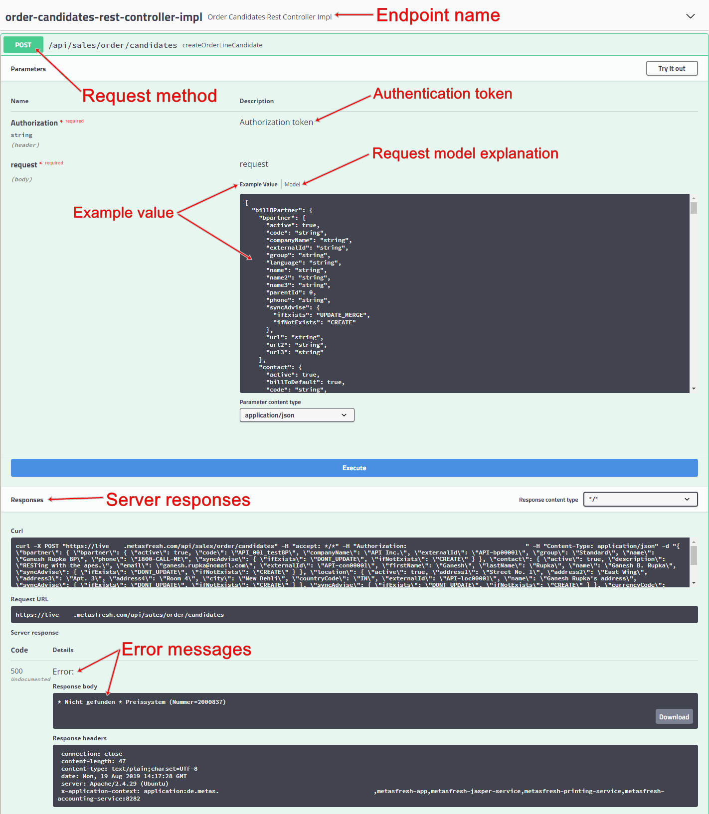 REST API endpoint: Order candidates