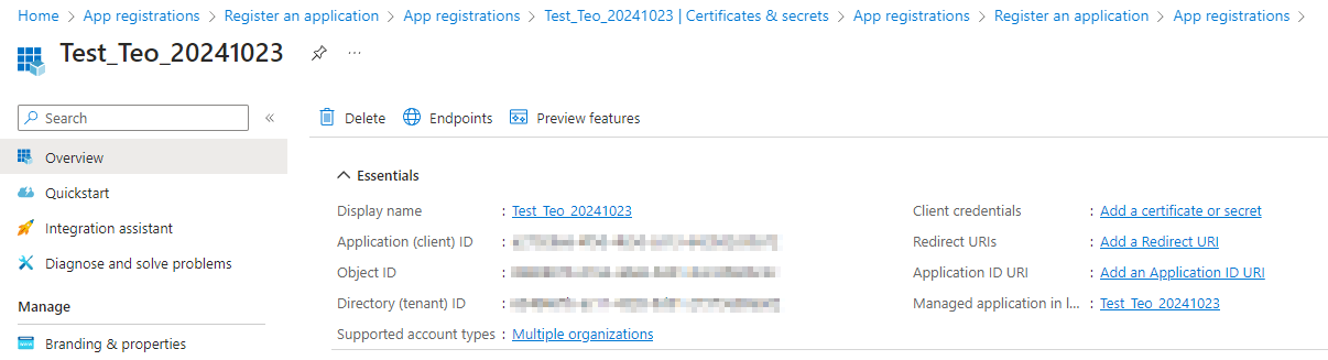 Fig.: Overview registered app details