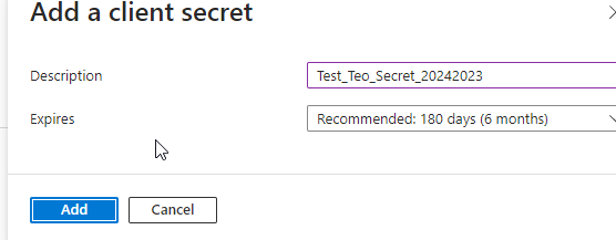 Fig.: Client secret fields