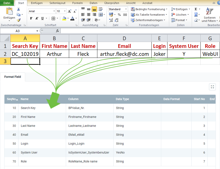 excel import xml file keep code