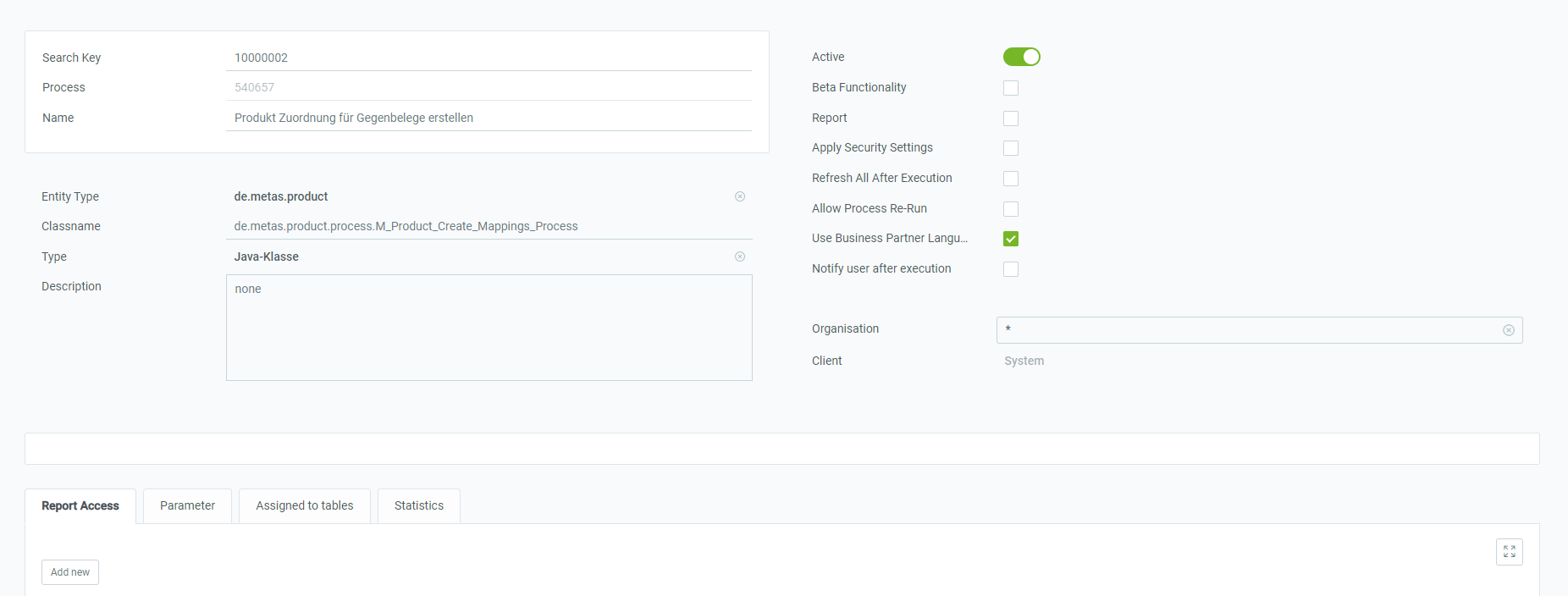 Fig.: Report & Process window overview (WebUI)